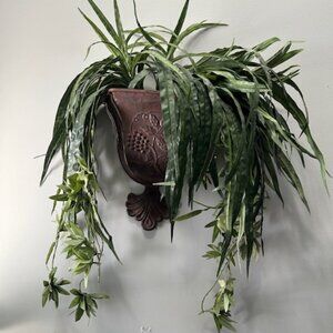 Faux Plant in Metal Hanging Pot Wall Mounted Rustic